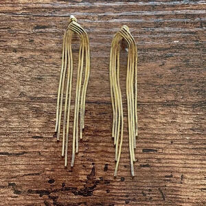 ❤️ NEW 2/$20 or 3/$25 Gold Metal Art Deco Retro Long Earrings